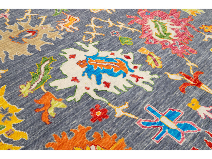 Modern Oushak Wool Rug 12 X 19