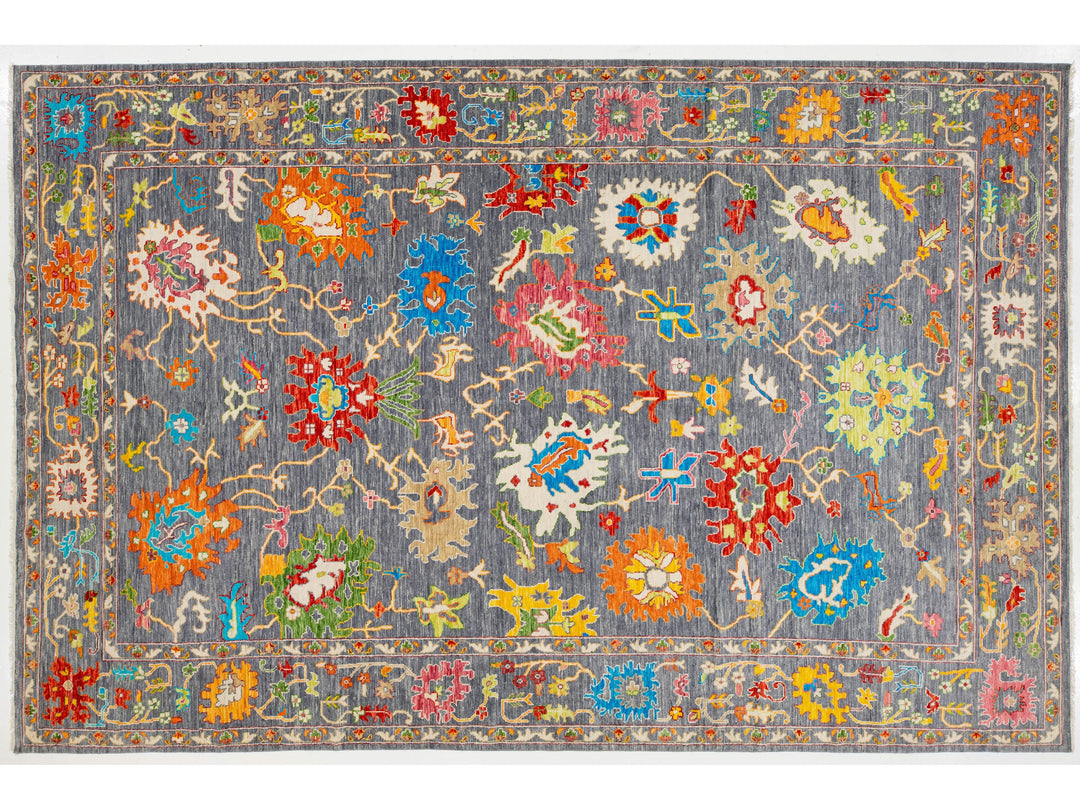 Modern Oushak Wool Rug 12 X 19