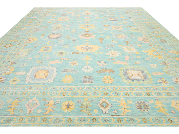 Modern Oushak Wool Rug 12 X 15
