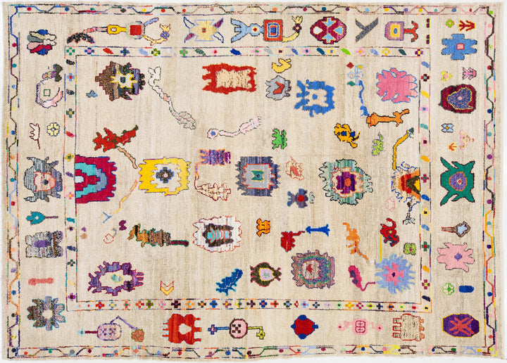 Modern Turkish Oushak Wool Rug 10 X 14