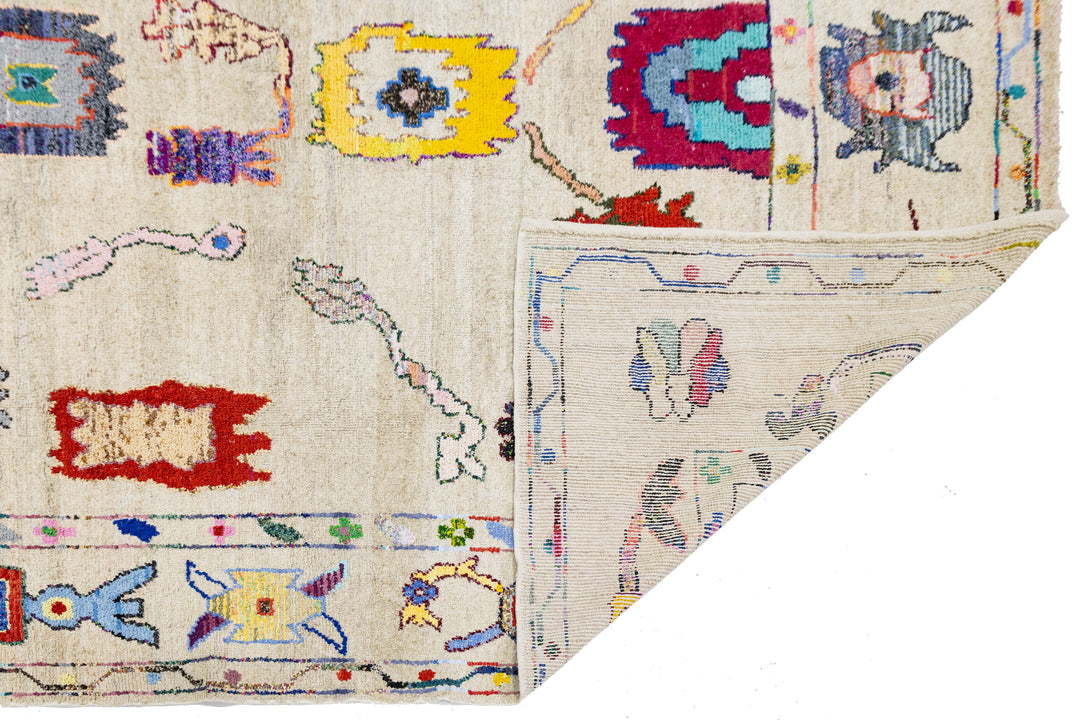 Modern Turkish Oushak Wool Rug 10 X 14