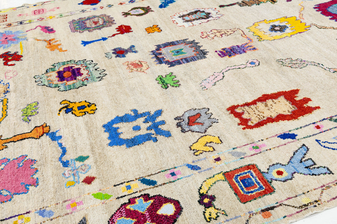 Modern Turkish Oushak Wool Rug 10 X 14