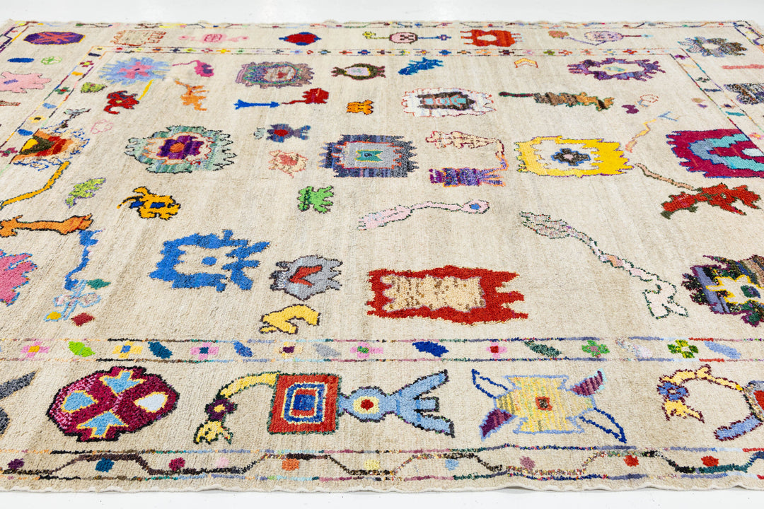 Modern Turkish Oushak Wool Rug 10 X 14