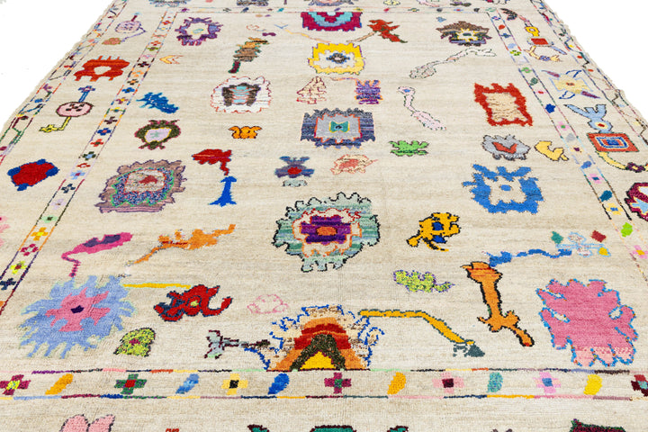 Modern Turkish Oushak Wool Rug 10 X 14