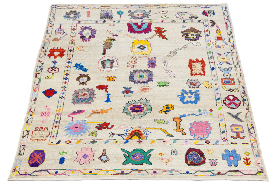 Modern Turkish Oushak Wool Rug 10 X 14