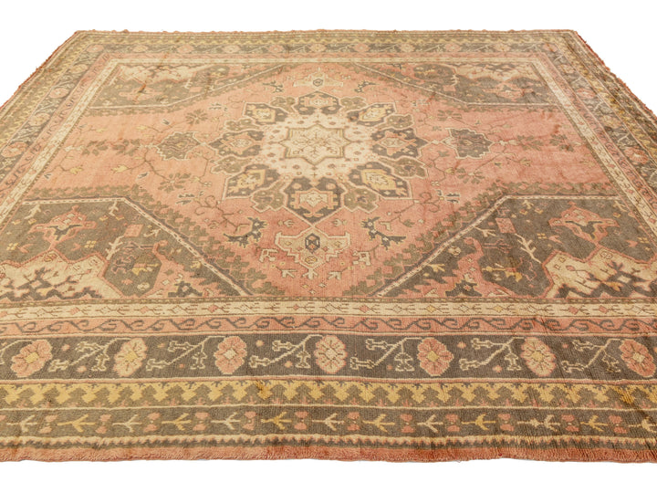 Antique Turkish Oushak Wool Rug 10 X 11