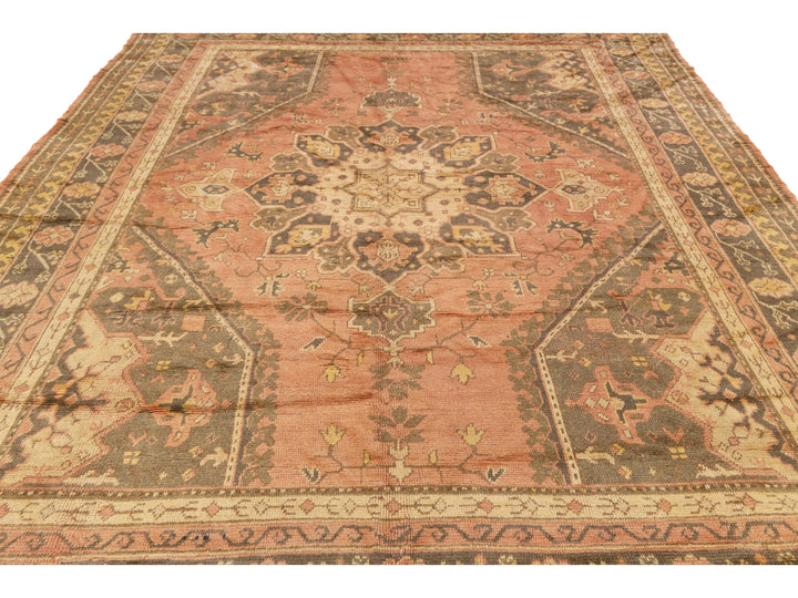 Antique Turkish Oushak Wool Rug 10 X 11