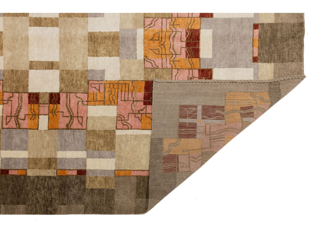 Modern Art Deco Wool Rug 9 X 12