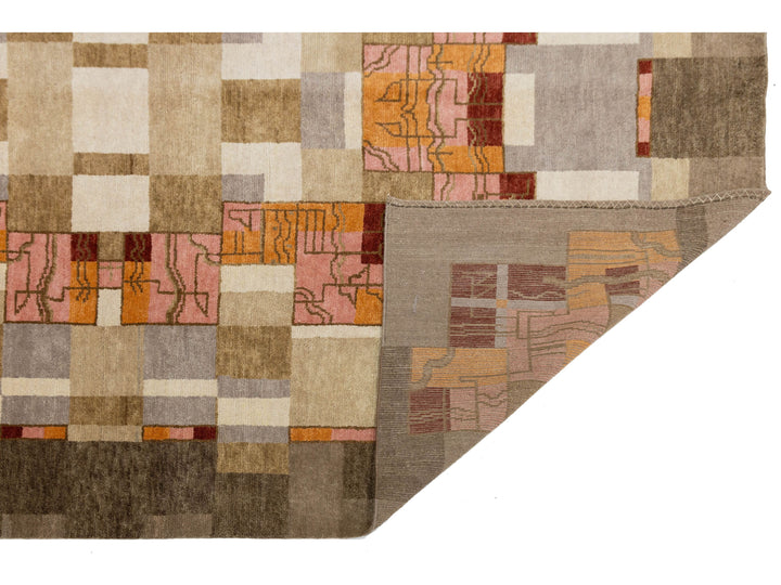 Modern Art Deco Wool Rug 9 X 12