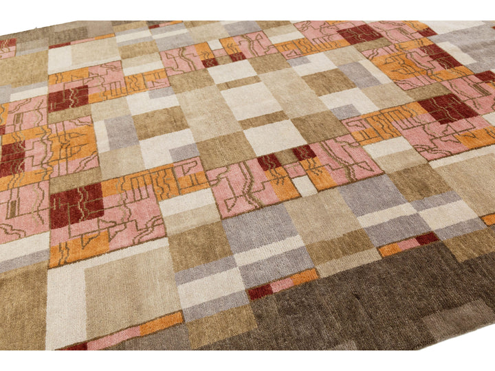 Modern Art Deco Wool Rug 9 X 12