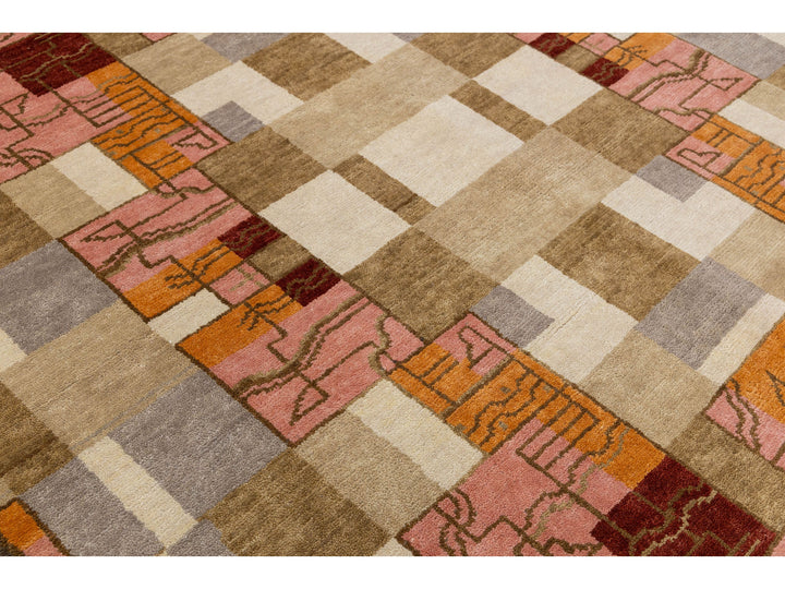 Modern Art Deco Wool Rug 9 X 12