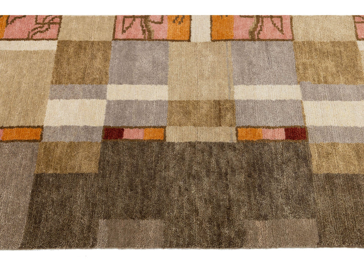 Modern Art Deco Wool Rug 9 X 12