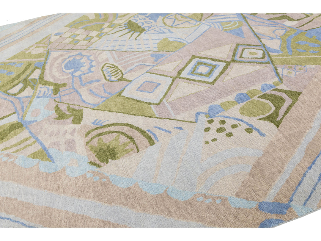 Modern Art Deco Wool Rug 10 X 15