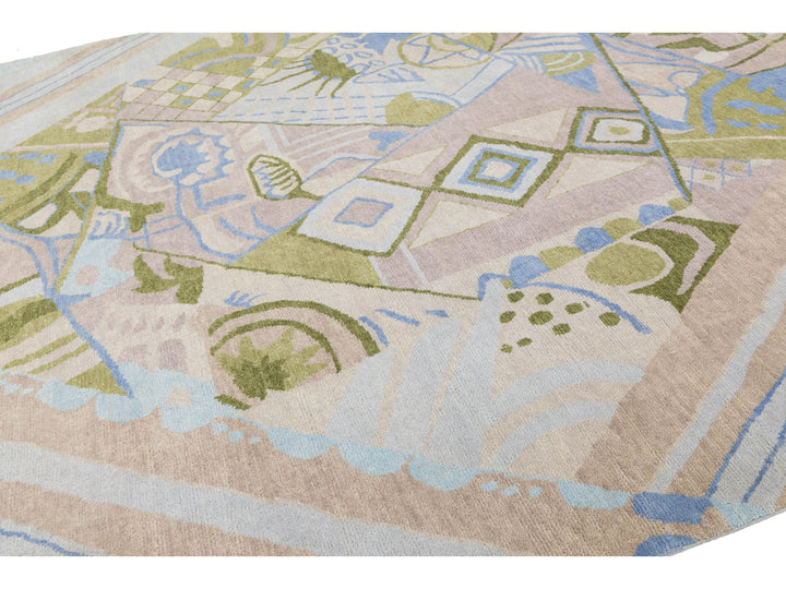 Modern Art Deco Wool Rug 10 X 15