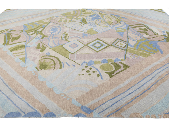 Modern Art Deco Wool Rug 10 X 15