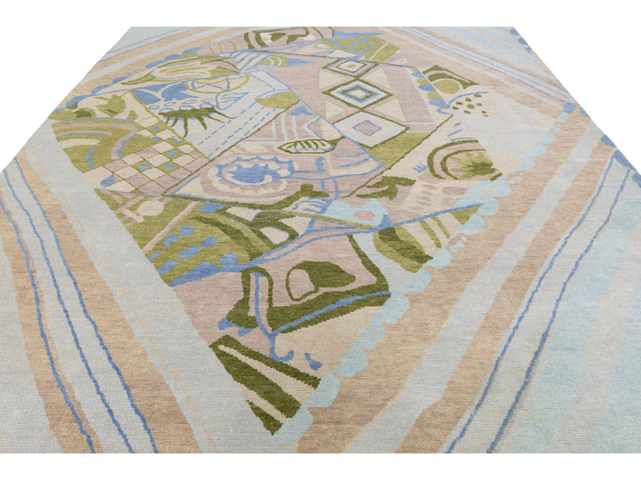 Modern Art Deco Wool Rug 10 X 15