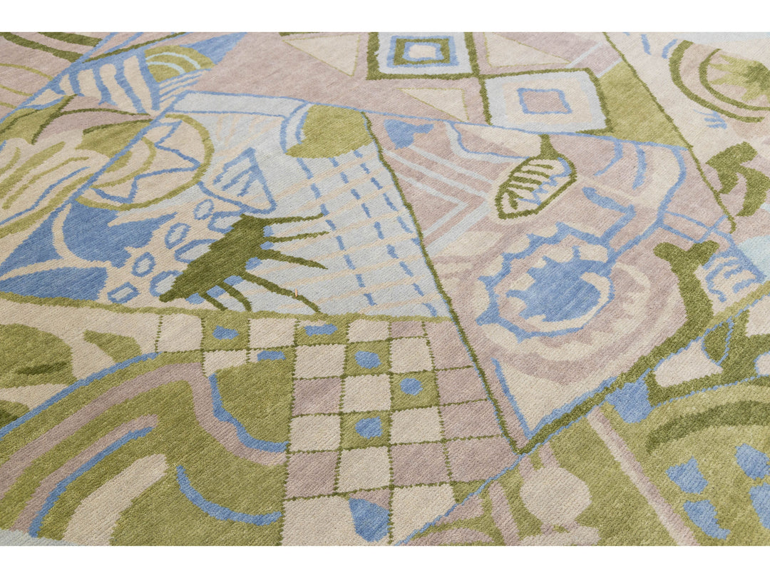 Modern Art Deco Wool Rug 10 X 15