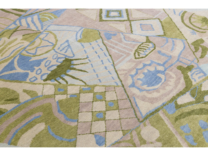 Modern Art Deco Wool Rug 10 X 15