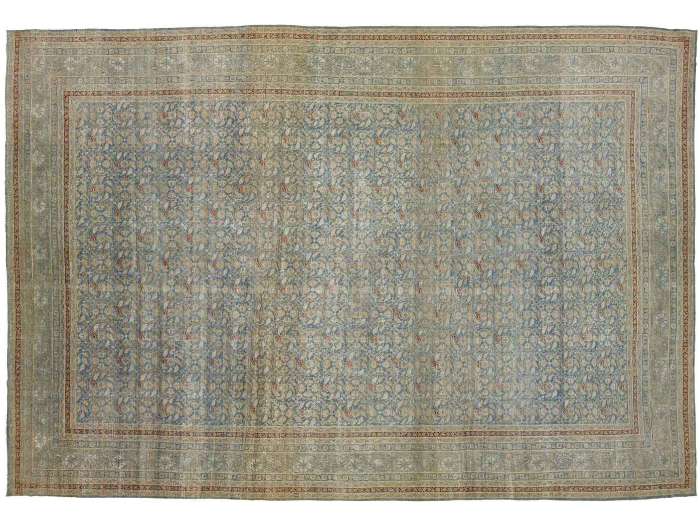 Antique Tabriz Wool Rug 13 X 19