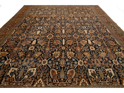 Antique Tabriz Wool Rug 11 X 15