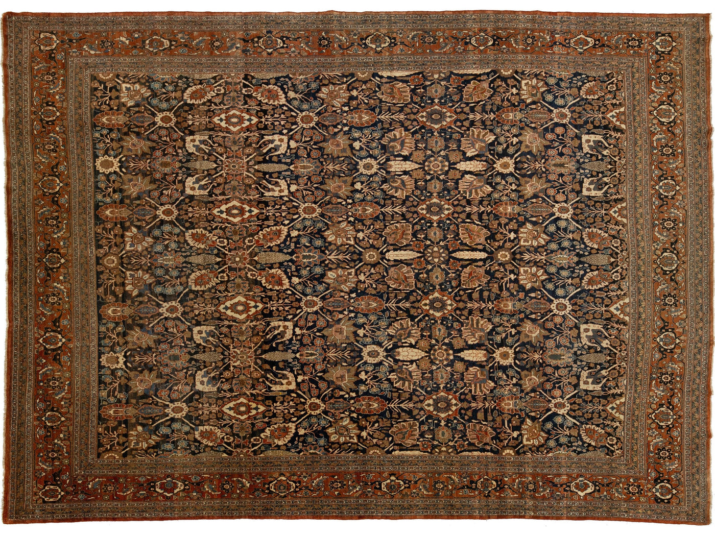 Antique Tabriz Wool Rug 11 X 15