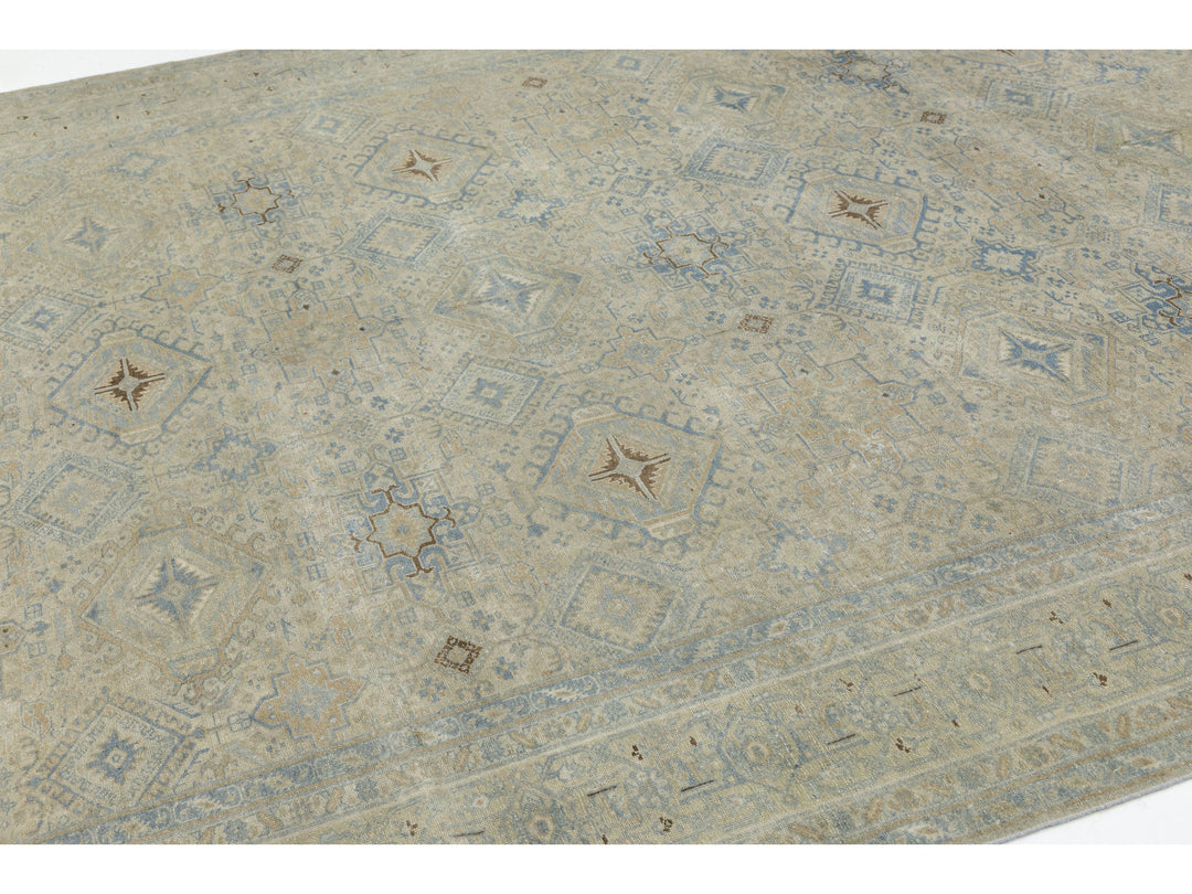 Antique Heriz Wool Rug 9 X 12