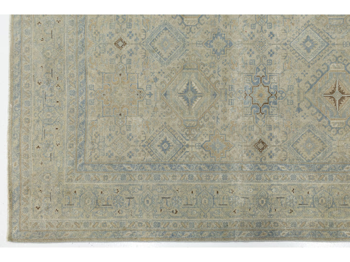 Antique Heriz Wool Rug 9 X 12