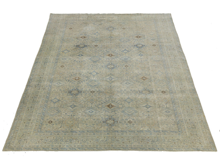 Antique Heriz Wool Rug 9 X 12
