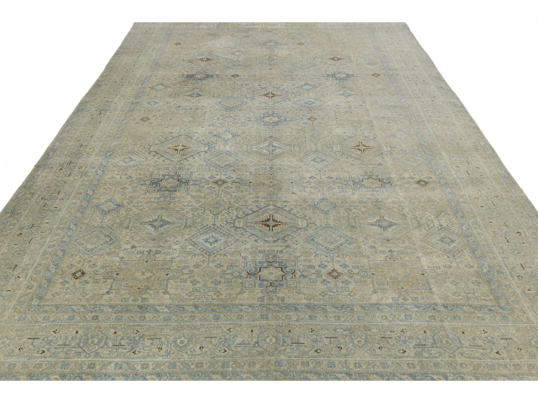 Antique Heriz Wool Rug 9 X 12
