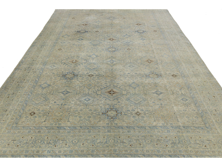 Antique Heriz Wool Rug 9 X 12