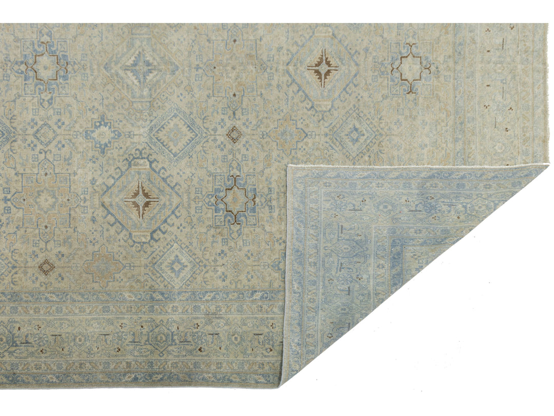 Antique Heriz Wool Rug 9 X 12