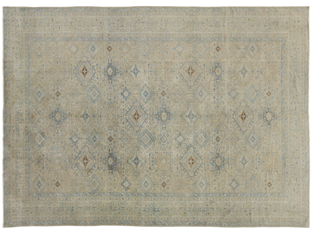 Antique Heriz Wool Rug 9 X 12