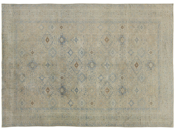 Antique Heriz Wool Rug 9 X 12