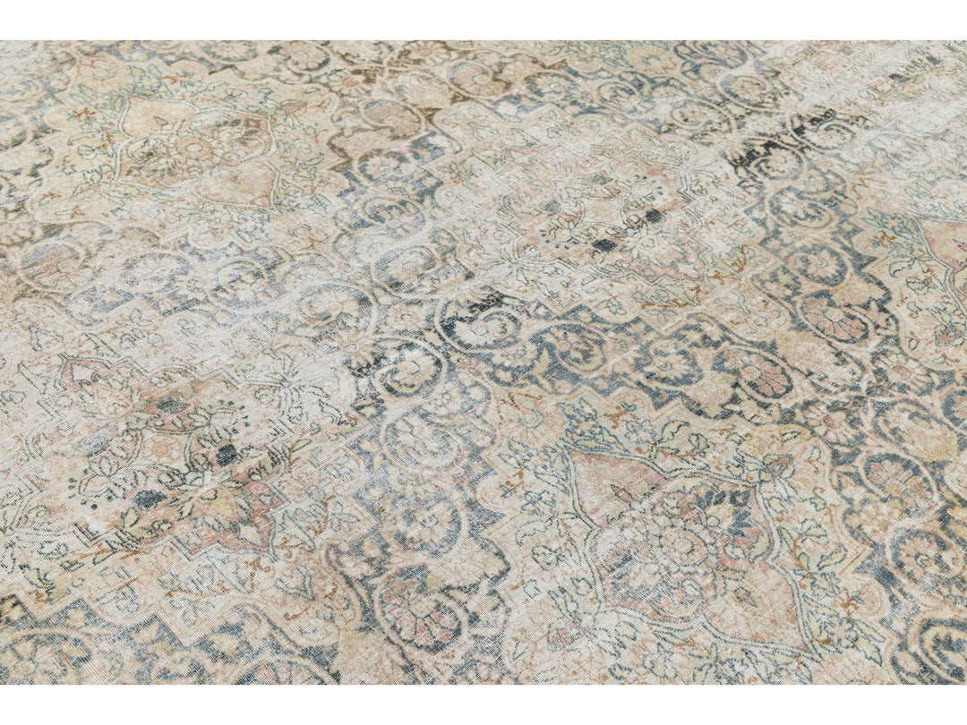 Antique Kerman Wool Rug 11 X 17