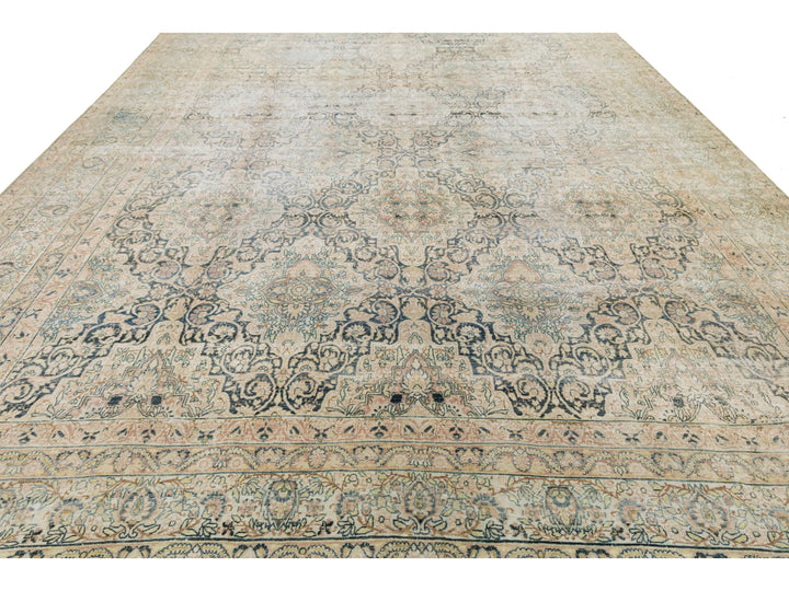 Antique Kerman Wool Rug 11 X 17