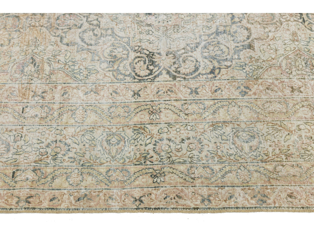 Antique Kerman Wool Rug 11 X 17