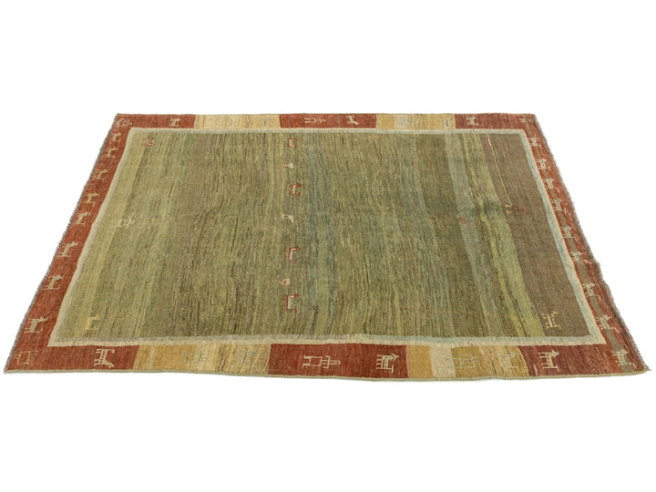 Modern Gabbeh Wool Rug 5 X 7