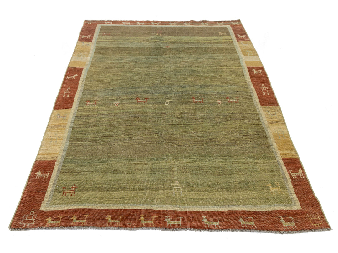 Modern Gabbeh Wool Rug 5 X 7