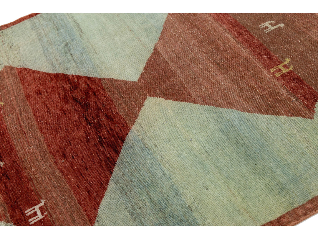 Modern Gabbeh Wool Rug 5 X 5