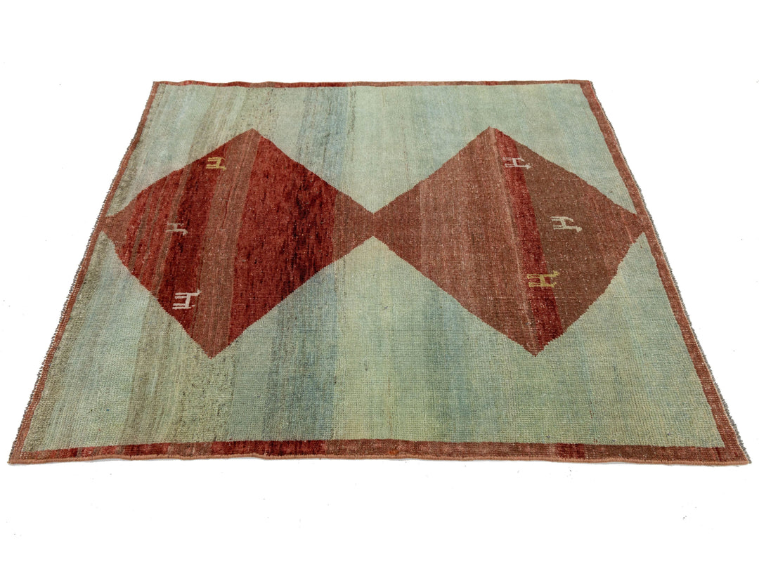 Modern Gabbeh Wool Rug 5 X 5