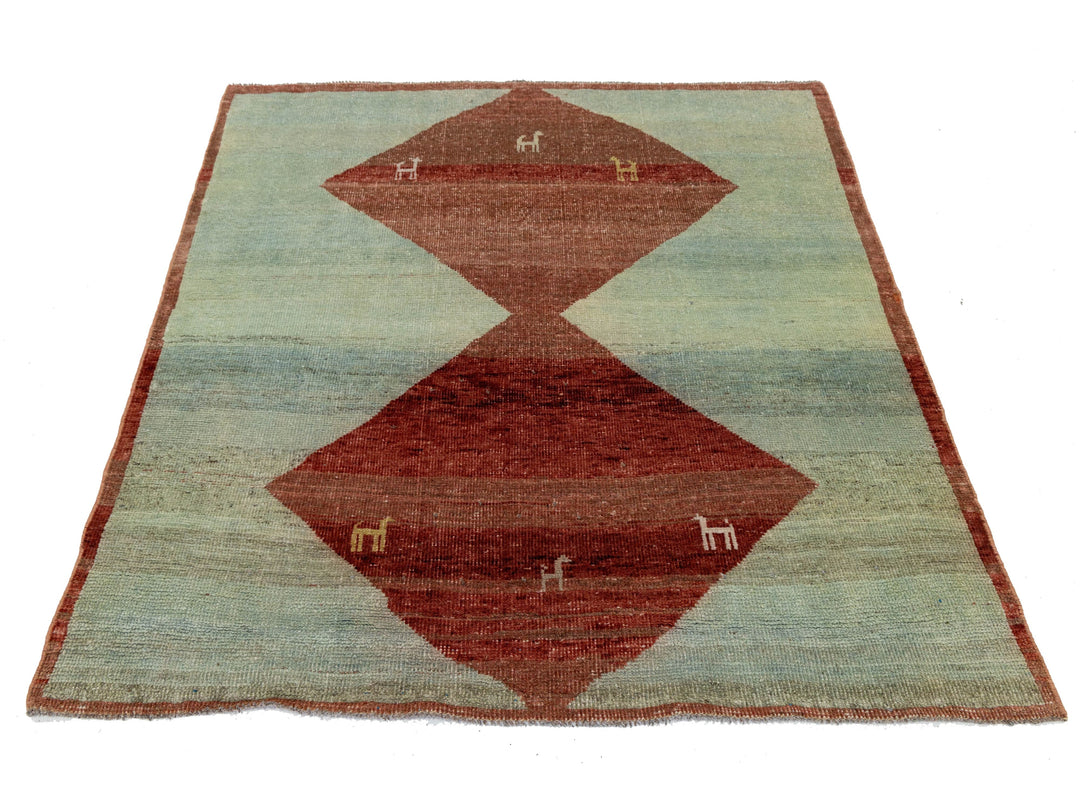Modern Gabbeh Wool Rug 5 X 5
