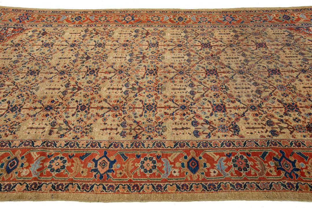 Antique Persian Mahal Wool Rug 7 X 11