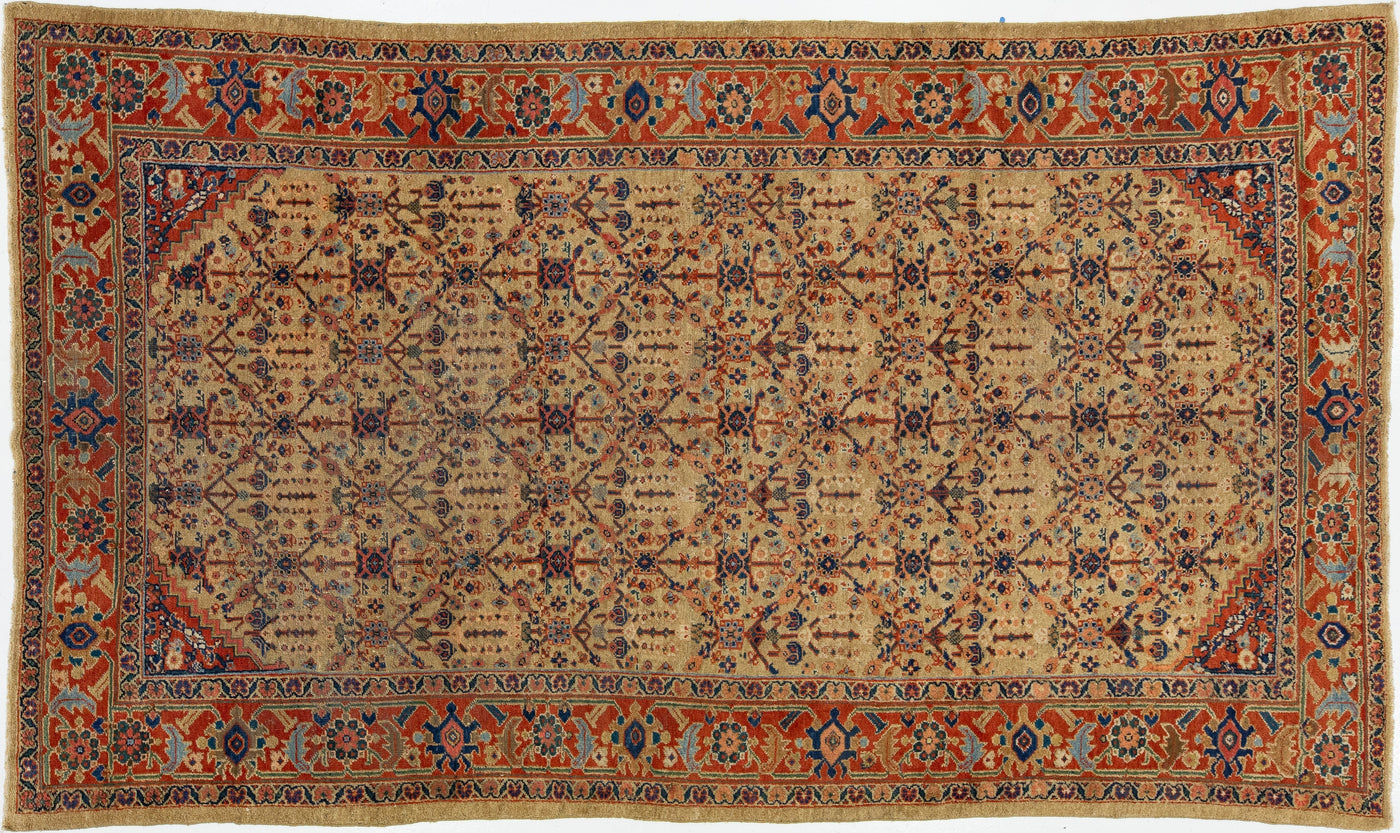 Antique Persian Mahal Wool Rug 7 X 11