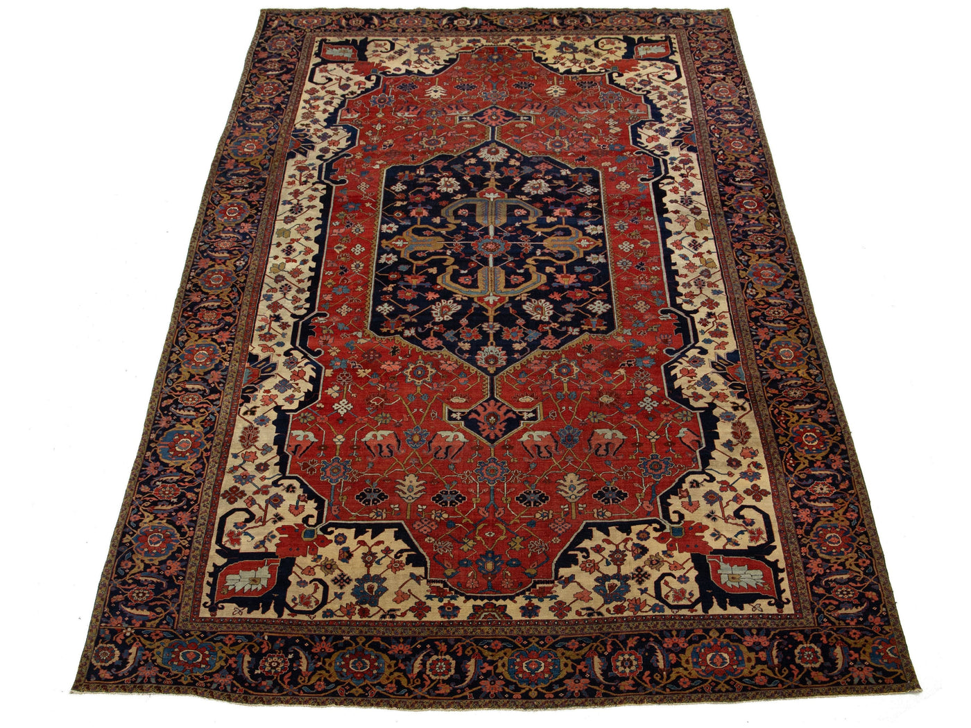 Antique Persian Heriz Wool Rug 13 X 22