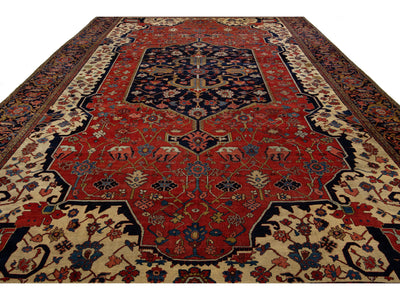 Antique Persian Heriz Wool Rug 13 X 22