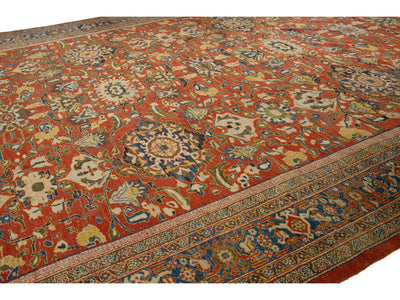 Antique Persian Mahal Wool Rug 14 X 21