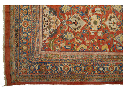 Antique Persian Mahal Wool Rug 14 X 21