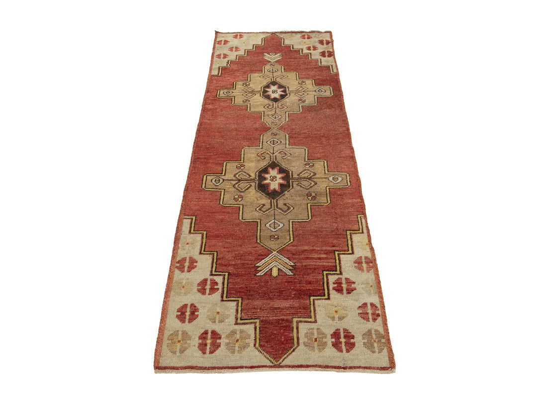 Vintage Turkish Anatolian Wool Runner Rug 3 X 7