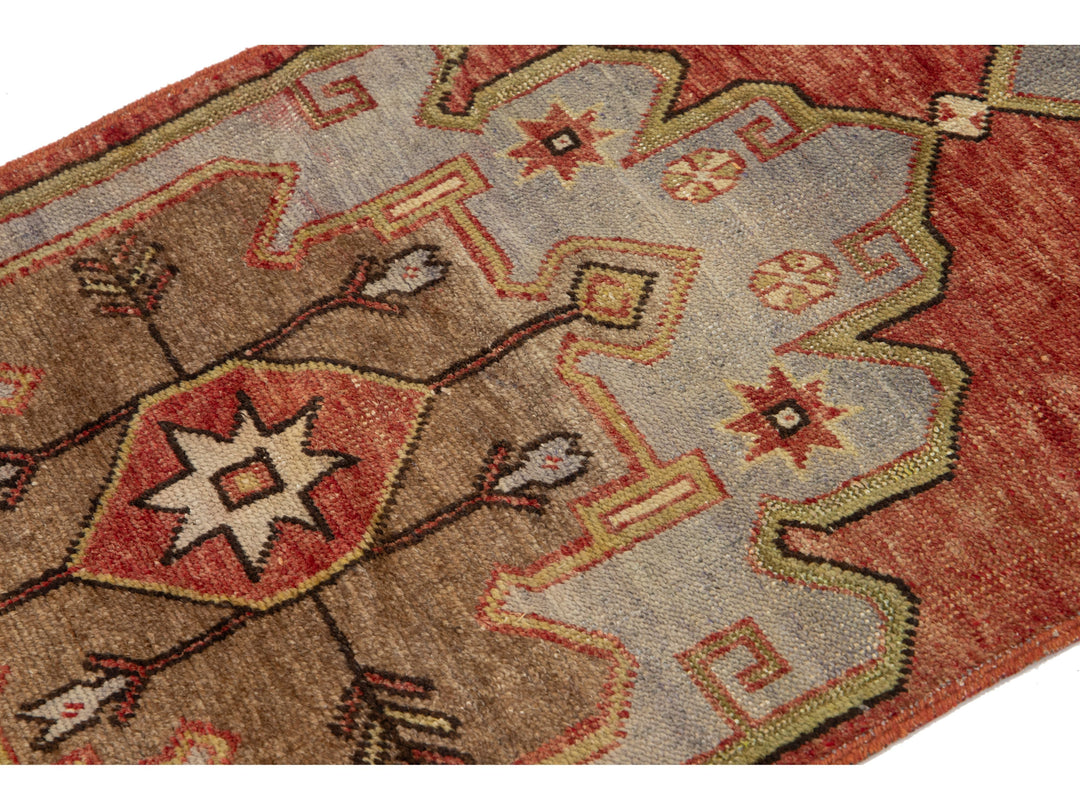 Vintage Turkish Anatolian Wool Runner Rug 2 X 7