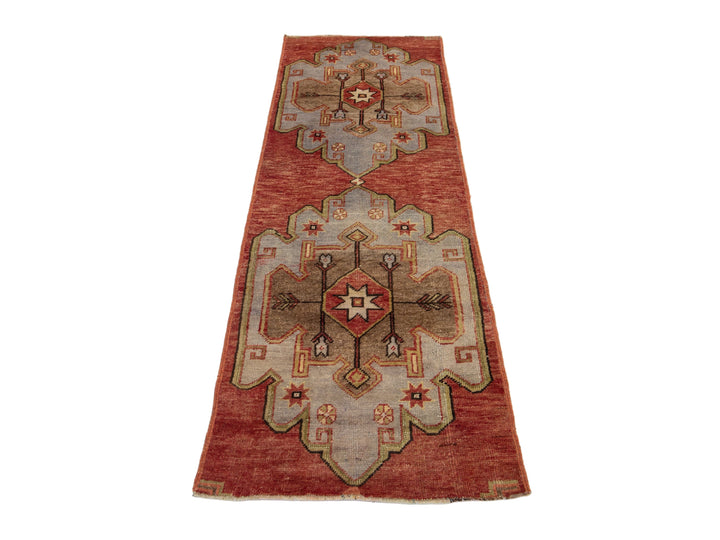 Vintage Turkish Anatolian Wool Runner Rug 2 X 7